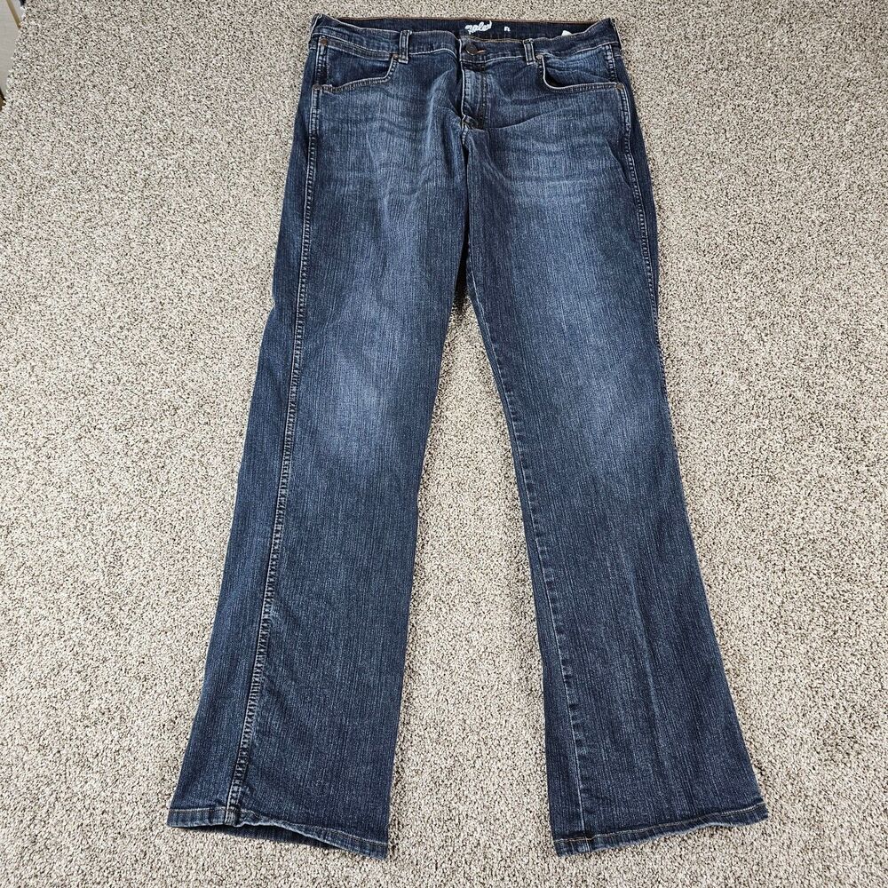 Wrangler Retro Jeans Mens 36x35 Blue Relaxed Bootcut Stretch Western Cowboy